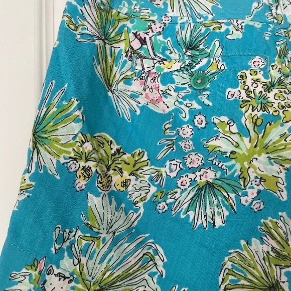 Lilly Pulitzer Vintage Originals Blue Jungle Chinos, Size 2 - Picture 2 of 8